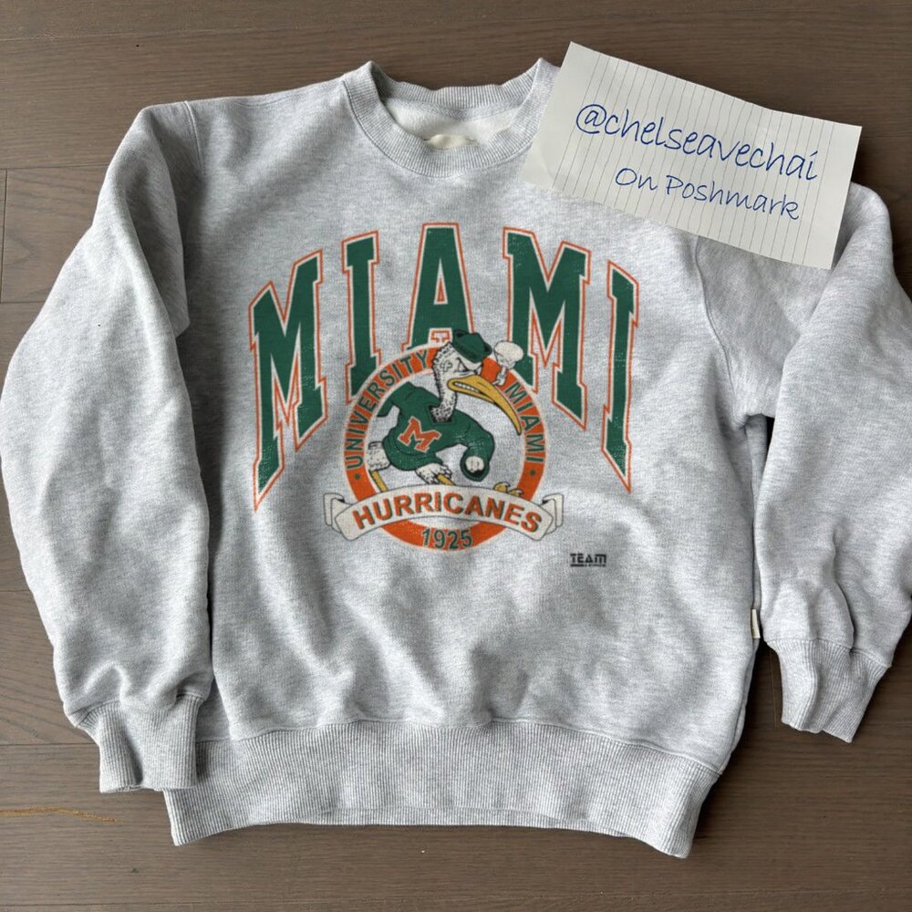 Vintage 90s Miami Hurricanes Football Sweatshirt, University of Miami NCAA Shirt